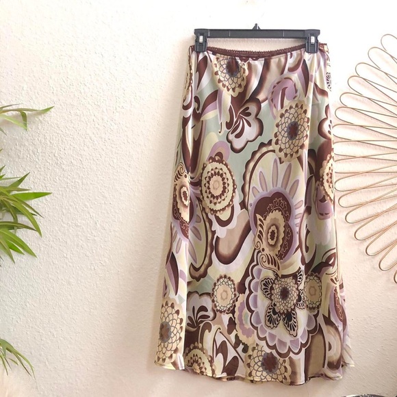 90s Y2K Fairycore Whimsical Coquette Cottagecore Floral Maxi Flowy Skirt Lace - Picture 3 of 5